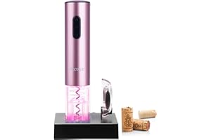 Secura Electric Wine Opener, Automatic Electric Wine Bottle Corkscrew Opener with Foil Cutter, Rechargeable (Rose Gold)