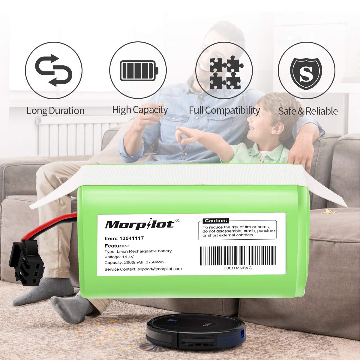 14.4v 2600mAh Li-ion Rechargeable Replacement Battery Compatible with Deebot N79S, RoboVac 11, 11S,11S MAX, 30, 15C, 15T, 12, 35C