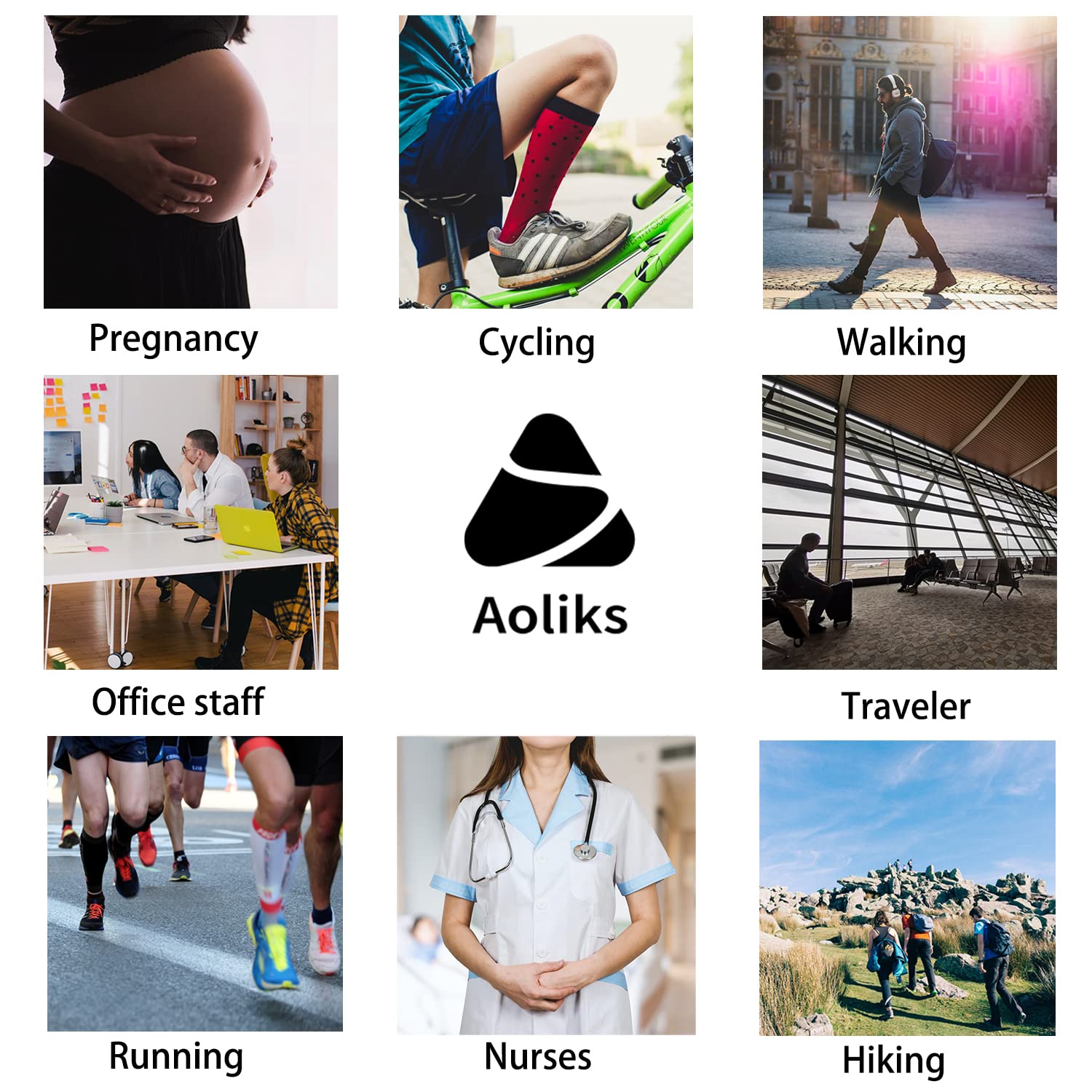 Aoliks Compression Socks for Women & Men 4 Pairs, Best Support for Nurses Running Travel