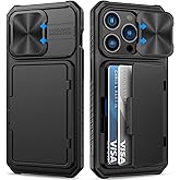 BXYJY for iPhone 15 Pro Case Wallet with Card Holder (4-5 Cards) & Slide Camera Cover & Kickstand, Military Grade Drop Protection Rugged Shockproof Protective Case for iPhone 15 Pro 5G 6.1", Black