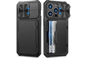 BXYJY for iPhone 15 Pro Case Wallet with Card Holder (4-5 Cards) & Slide Camera Cover & Kickstand, Military Grade Drop Protection Rugged Shockproof Protective Case for iPhone 15 Pro 5G 6.1", Black