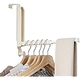 RFOUO Over The Door Hooks Hanger Fit Door up to 1 3/4" Optimal 1pc,Over The Door Hanger with Retractable Rod,Foldable Over Th