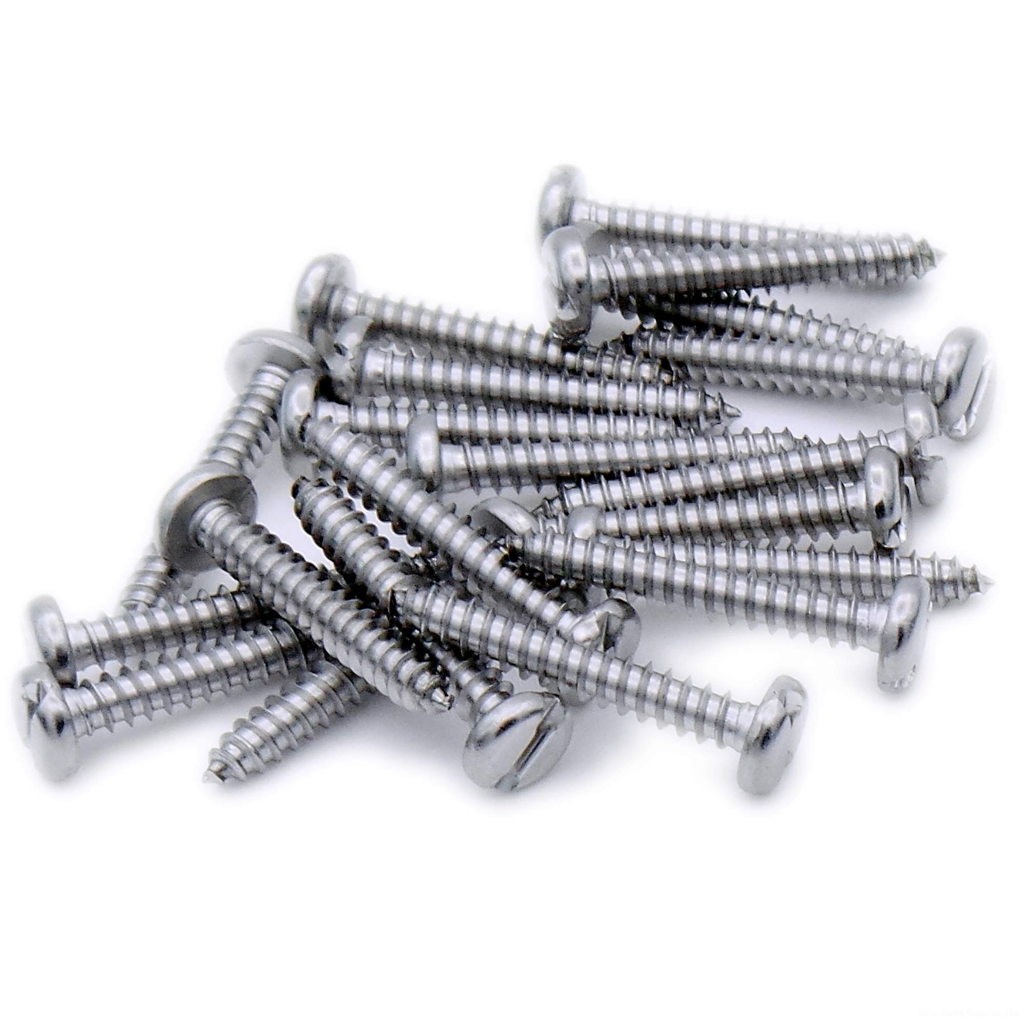 No.7 x 0.375 (3.9mm x 9.5mm) Slot Pan Self-Tapping Screw - Stainless Steel (A2) (Pack of 20) — image 1