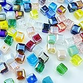 Xinhongo 200pcs 4mm Square Mix AB Colors Crystal Glass Beads for Jewelry Making
