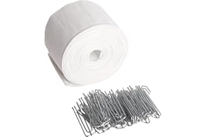 MECOZONE Curtain Pleat Tape, 10 Yards Pleater Tape for Curtains, Included 30 Pcs Stainless Steel 4 Prongs Curtain Pleater Hooks for DIY Pinch Pleat Curtain, White