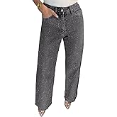 Shiyinvie Women's Straight Leg Rhinestone Boyfried Denim Pants, Sparkly Bling Glitter Jeans