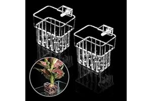 ROETELO 2 Pack Clear Aquarium Plant Holder Top Hanging Fish Tank Plant Holders Fits up to 0.8in Tank Edges, Aquarium Décor