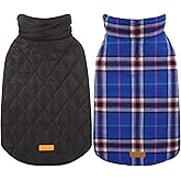 Kuoser Waterproof Dog Coat, Reversible Dog Jacket for Small Dogs, Adjustable Durable Doggie Winter Coat Warm Cozy Puppy Cold Weather Apparel from Small to Large Breed, Navy S