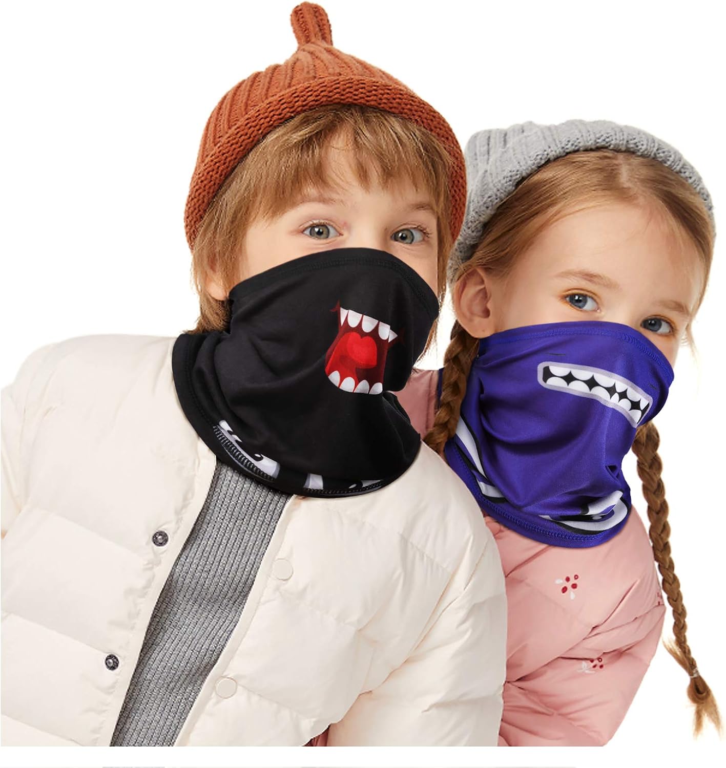 2 Loop Schals Kinder - Baumwolle Schlauchschal Mit Elefant & Erdbeer-Muster