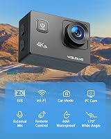 WOLFANG GA100 Action Camera 4K 20MP Waterproof 40M EIS WiFi 170 Wide Angle Mic view 2