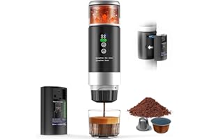 Zordin Portable Espresso Machine with Removeable Battery, 20 bar Mini Travel Coffee maker, Expresso Coffee Maker with USB-C,3-in-1 Car Coffee Maker Self-Heating, Ground Coffee & Capsule(Ns&DG)