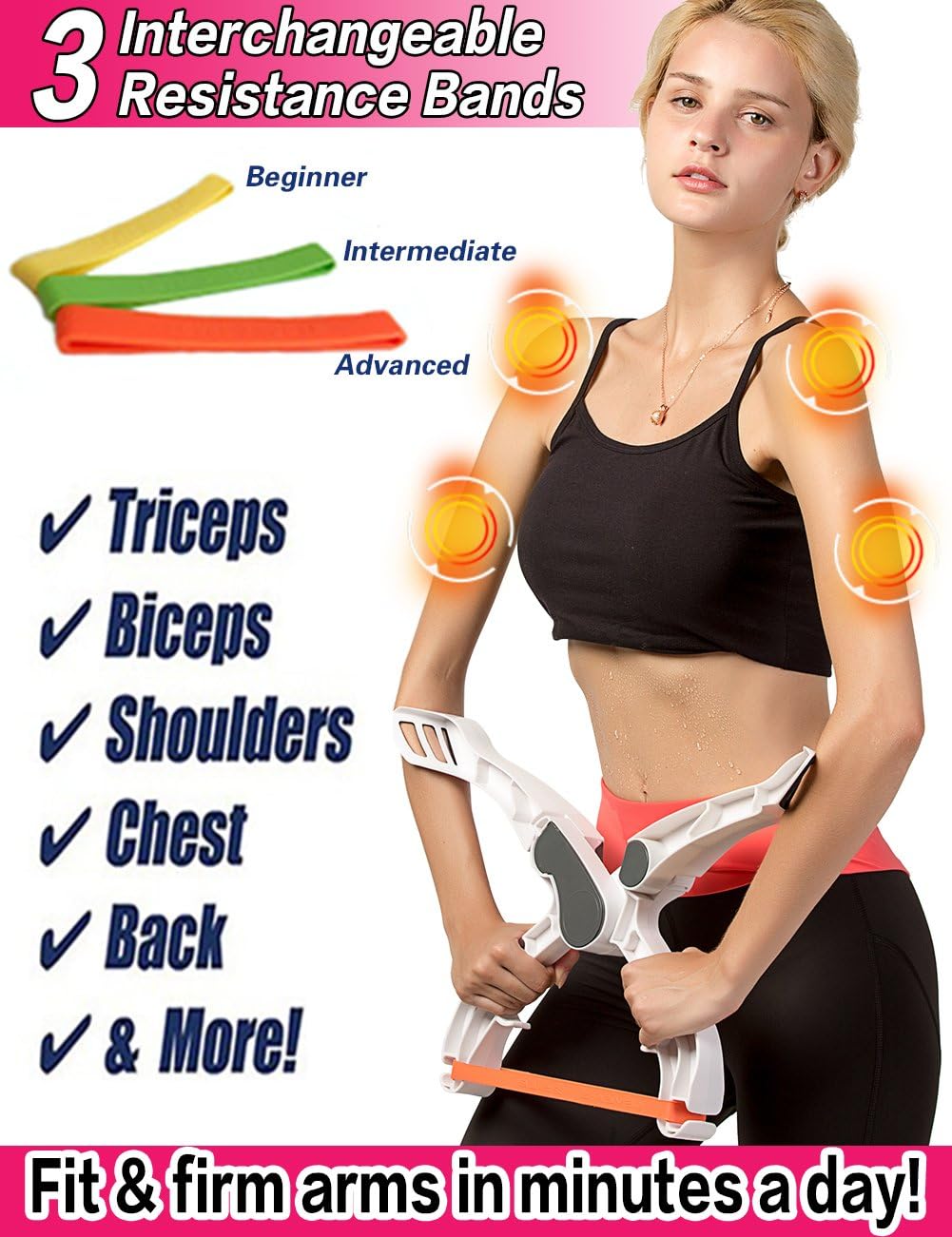 Scarmat Workout Equipment for Home Workouts Arm Machine System Excerise with 3 System Resistance Training Bands Fitness Equipment for Tones Strengthens Arms Biceps Shoulders Chest
