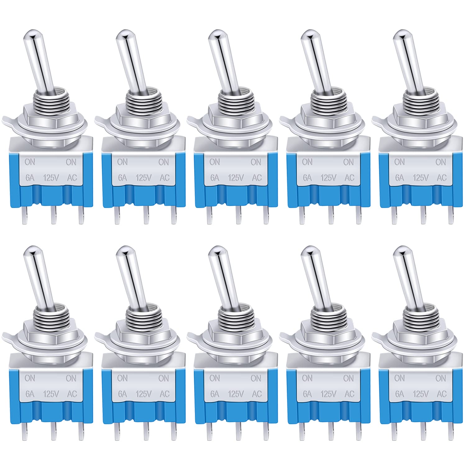 Taiss/10pcs Toggle Switch ON/OFF/ON Mini Miniature Car Dash Dashboard 3 position SPDT 3Pin MTS-103