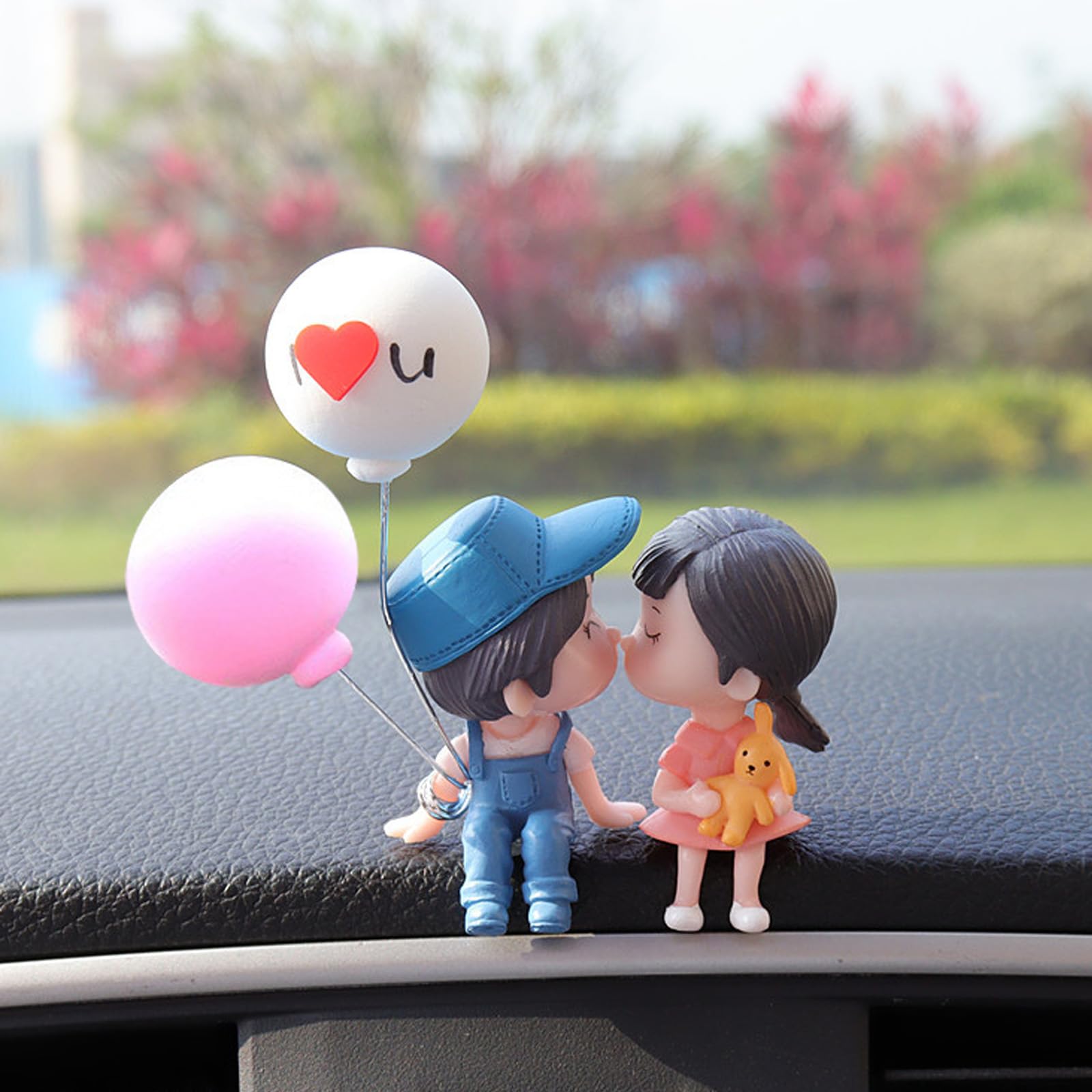 Photo 1 of (SEE NOTES) Japelessor Cute Cartoon Couple Design Car Ornament - Car Dashboard Decorations, Kissing Couple Figure Figurines Balloon Ornaments (A)