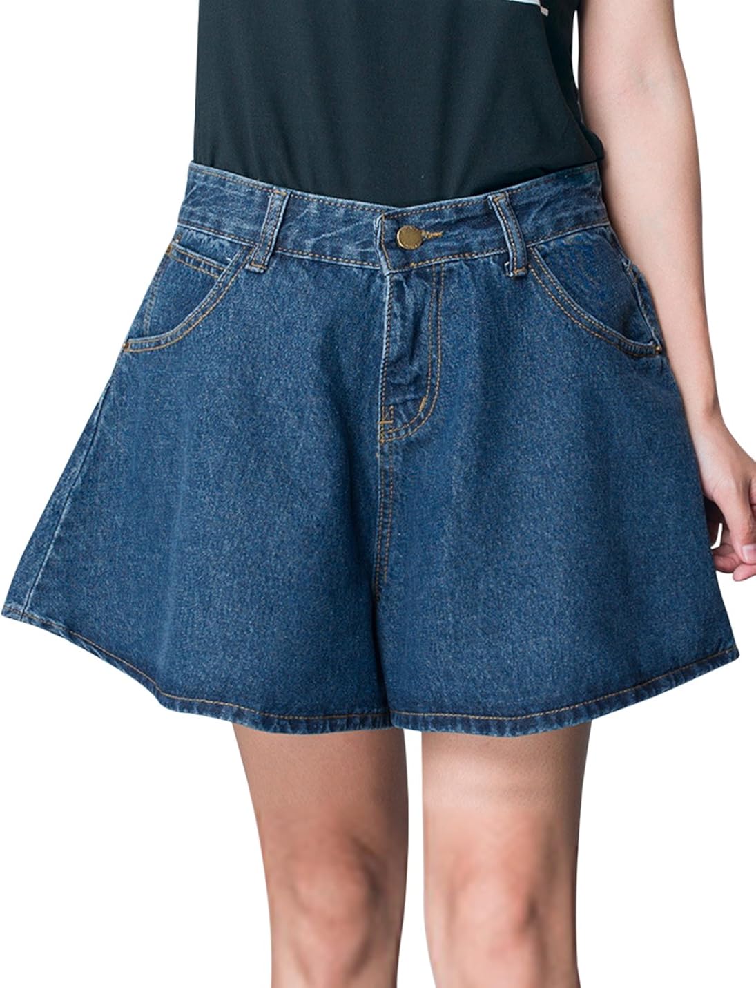 wide leg denim shorts