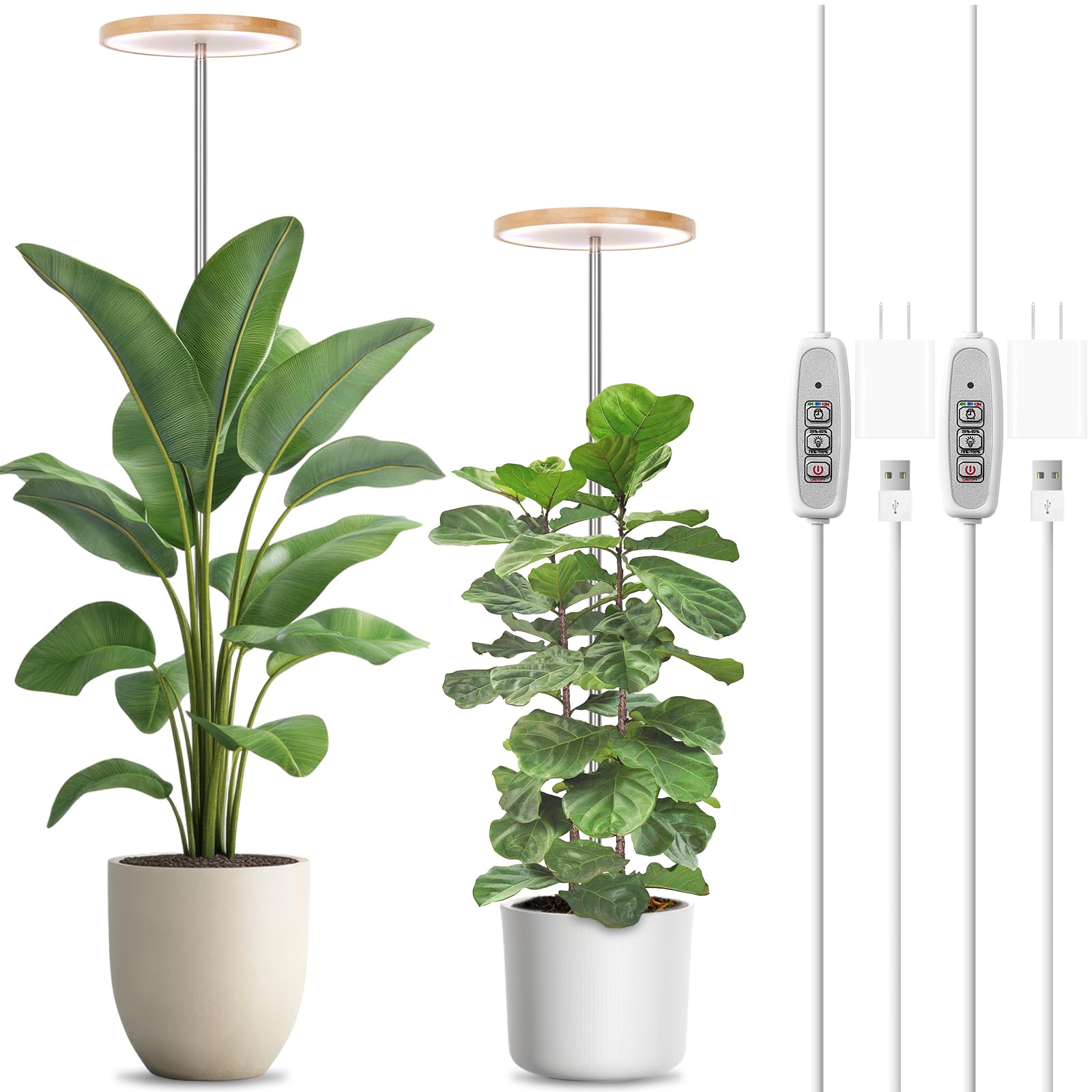 LORDEM Bamboo Grow Light for Indoor Plants, Full Spectrum LED Plant ...