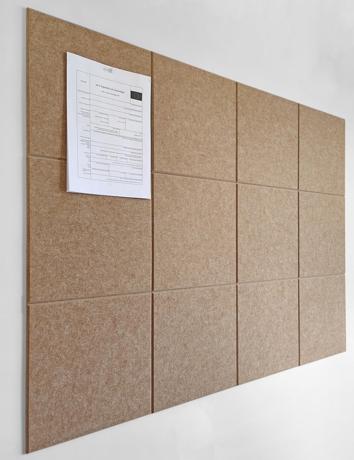 Photo 1 of DECORITA Felt Wall Tiles | Large Cork Board Alternative | Aesthetic Felt Bulletin Board for Office, Home & Classroom | Large Cork Boards for Walls Pinboard (12-Pack) | Suntan