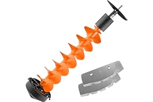 PPOLB Ice Auger Bit, 8'' Ice Augers for Ice Fishing, Ice Fishing Auger with Universal Adapter & Top Plate, Replaceable Blade Kits