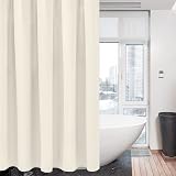 Shower Curtain 182x182cm Cream with Metal Hooks, Waffle Fabric view 8