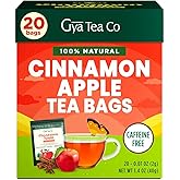 Gya Tea Co Apple Cinnamon Herbal Tea Bags (20 Bags) - Caffeine Free with a Tangy Flavor for All Day Comfort, Calming, Relaxing & Nourishing - Fruit & Herbal Blends