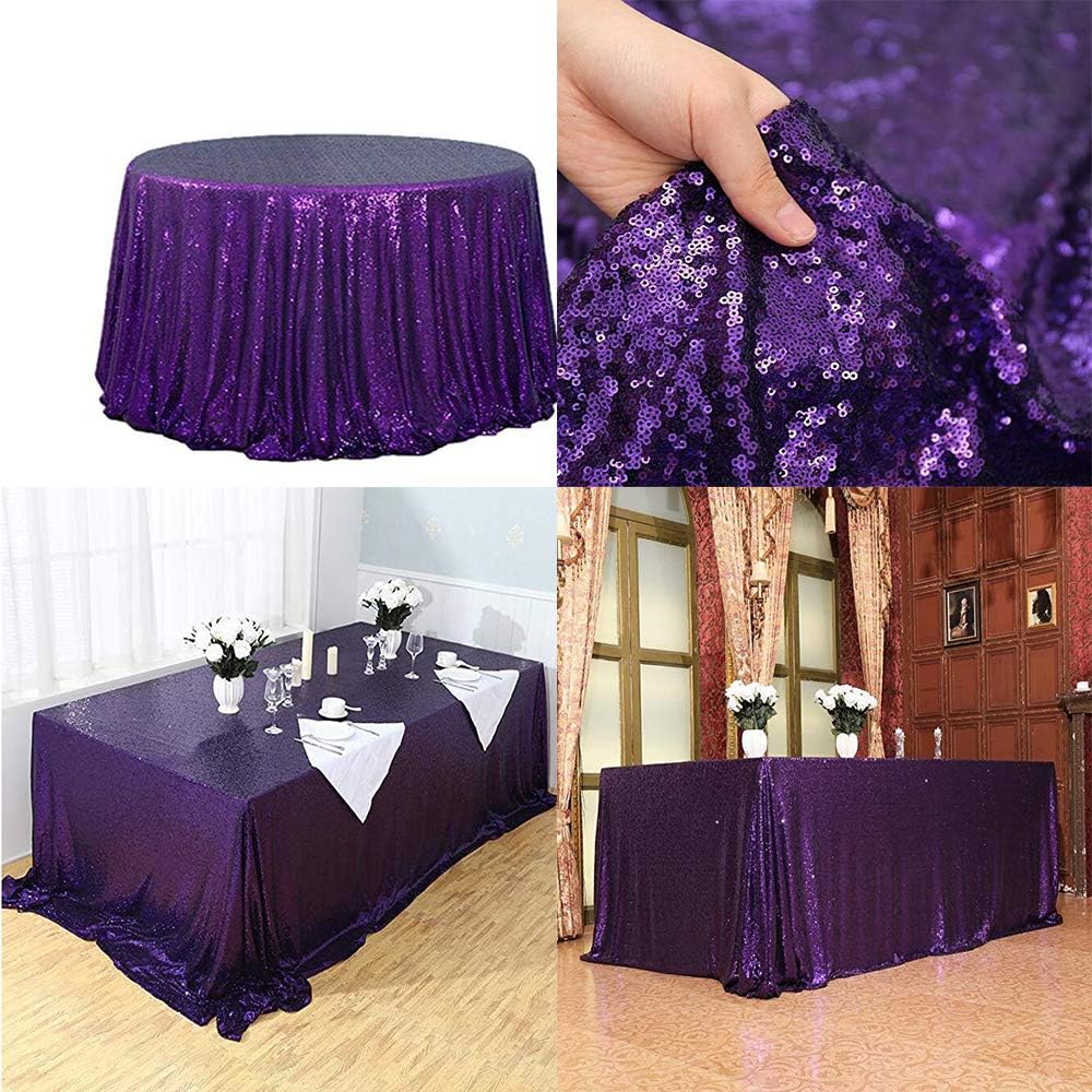 Rui ting Wholesale 60'' X 120'' Purple Sequin Tablecloth