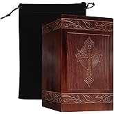 KUKKUME Wooden Urns Wooden Carved Box Wooden Carved Cross Urns Box Cremation Urn Pets Cat Dog Urn for Ashes Men Women Child, Pets Cat Dog Holds 222 Cubic Inch with Elastic Page Clips