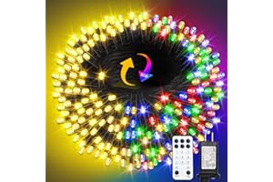 ROSCOO 300 LED Color Changing Christmas String Lights, 100FT Warm White Multicolor Outdoor Fairy Lights with Remote, Timer, Memory, 8 Modes, Waterproof Christmas Tree Lights for Bedroom Classroom Patio Party