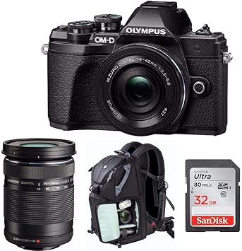 Amazon Com Olympus Om D E M10 Mark Iii Mirrorless Micro Four Thirds Digital Camera With 14 42mm M Zuiko Digital Ed 40 150mm F4 0 5 6r 2 Lens Bundle With 32gb Sd Card Back Pack