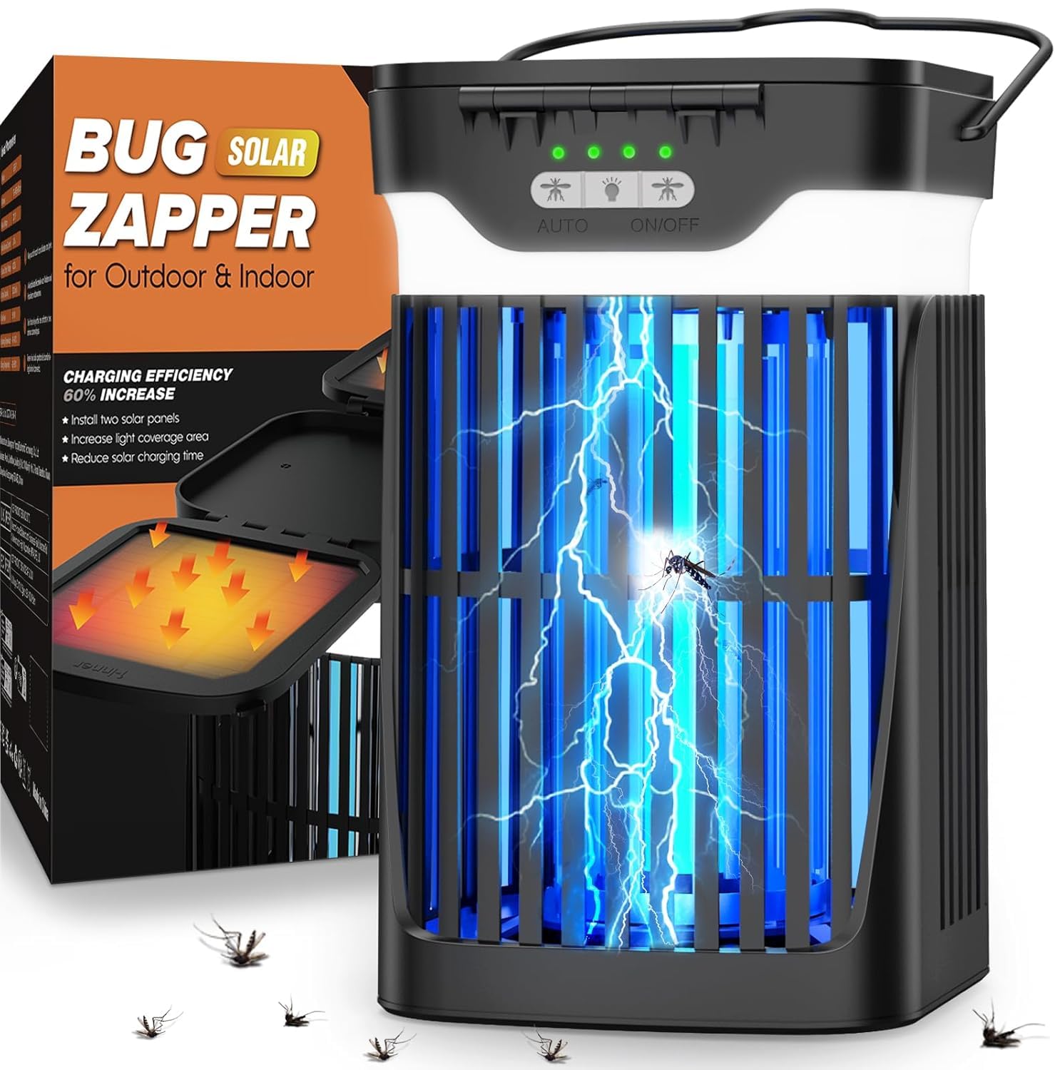 Photo 1 of PhatroyYee Solar Bug Zapper Outdoor, 2024 Upgraded Mosquito Zapper Outdoor Solar Powered, Cordless Electric Bug Zapper Indoor w/Night Light, Waterproof Fly Zapper for Patio Backyard Kitchen Camping