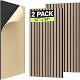 TONOR Wood Slat Panels 2 pcs 48 x 24 x 0.83 in Acoustic Wall Panels Dark Walnut