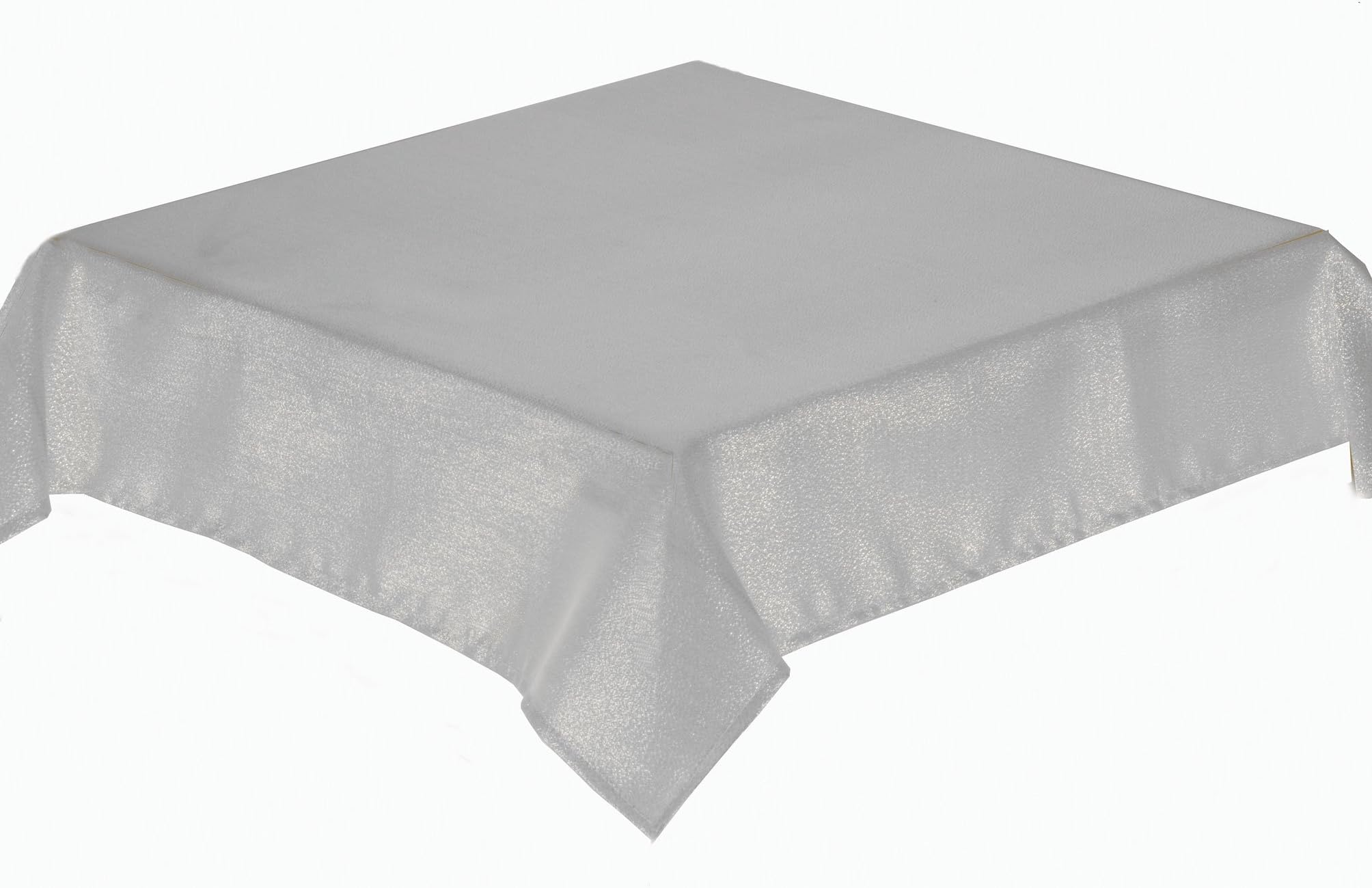 GLITTERAZZI 36 INCH SQUARE TABLECLOTH, GOLD OR SILVER. IDEAL FOR CHRISTMAS (SILVER 13262)