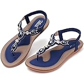 SHIBEVER Flat Sandals for Women Dressy: Summer Comfortable Dress Thong Flats Sandal