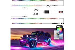 EK ENNOKING Underglow LED Lights for Cars 252 LEDs RGBI Neon Accent Strip Lights with App and Remote Control 16 Million Colors DIY & Music Mode Underbody Exterior Lights Kit for RV SUV Truck Boat 12V