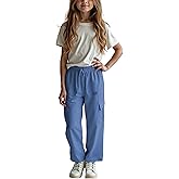 New Balance Active Girls Pants - Athletic Stretch Woven Wide Leg Joggers - Kids Dance School Cargo Pants (7-16)
