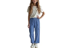 New Balance Active Girls Pants - Athletic Stretch Woven Wide Leg Joggers Girls Cargo Pants with Pockets (Sizes: 7-16)