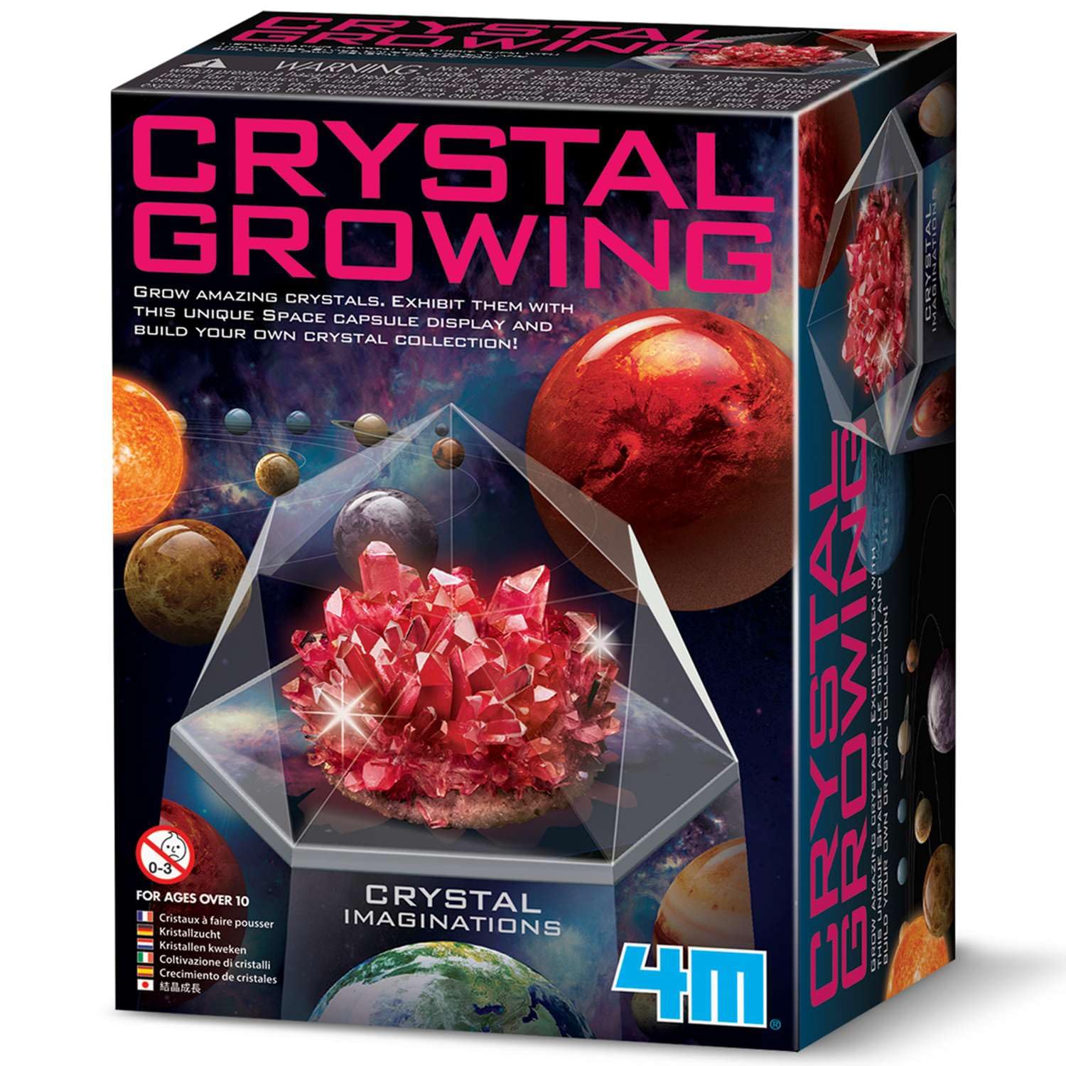 4M Crystal Growing Kit - Red | Crystal Imaginations STEM Science Experiment Set for Kids Age 10+ | Grow Your Own Crystals with Space Display Case | Educational Chemistry Lab Gift for Boys & Girls