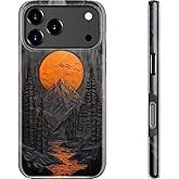 MERRO for iPhone 17 Pro Max Case - Wireless Charging Compatible - Dual-Layer Hard Shell & Silicone Cover - Protective Phone Case with Cute Wildflower Designs for Women - Sunset Forest