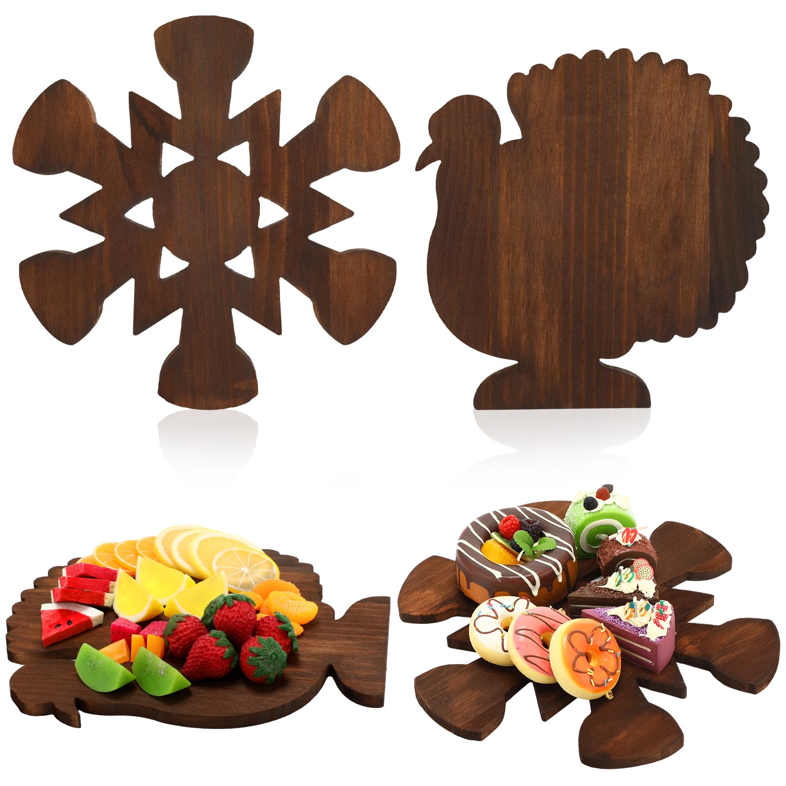 Photo 1 of ***(MINOR DAMAGE/ SEE NOTES FOR DETAILS)***LOYIM 2 Pcs Christmas Snowflake Shaped Cutting Board Christmas Wood Snowflakes Charcuterie Boards Wooden Xmas Serving Tray Fruit Appetizer Platter Veggie Trays for Kitchen