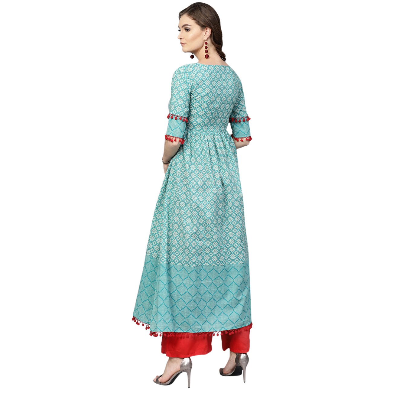 gerua women's anarkali kurta