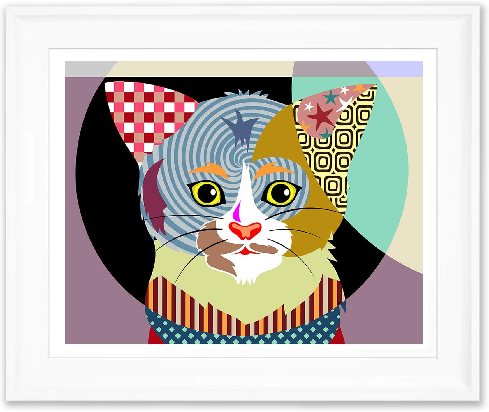 Cat Artwork For Walls Decor Tabby kitten Pop Pet Portrait Painting Unframed