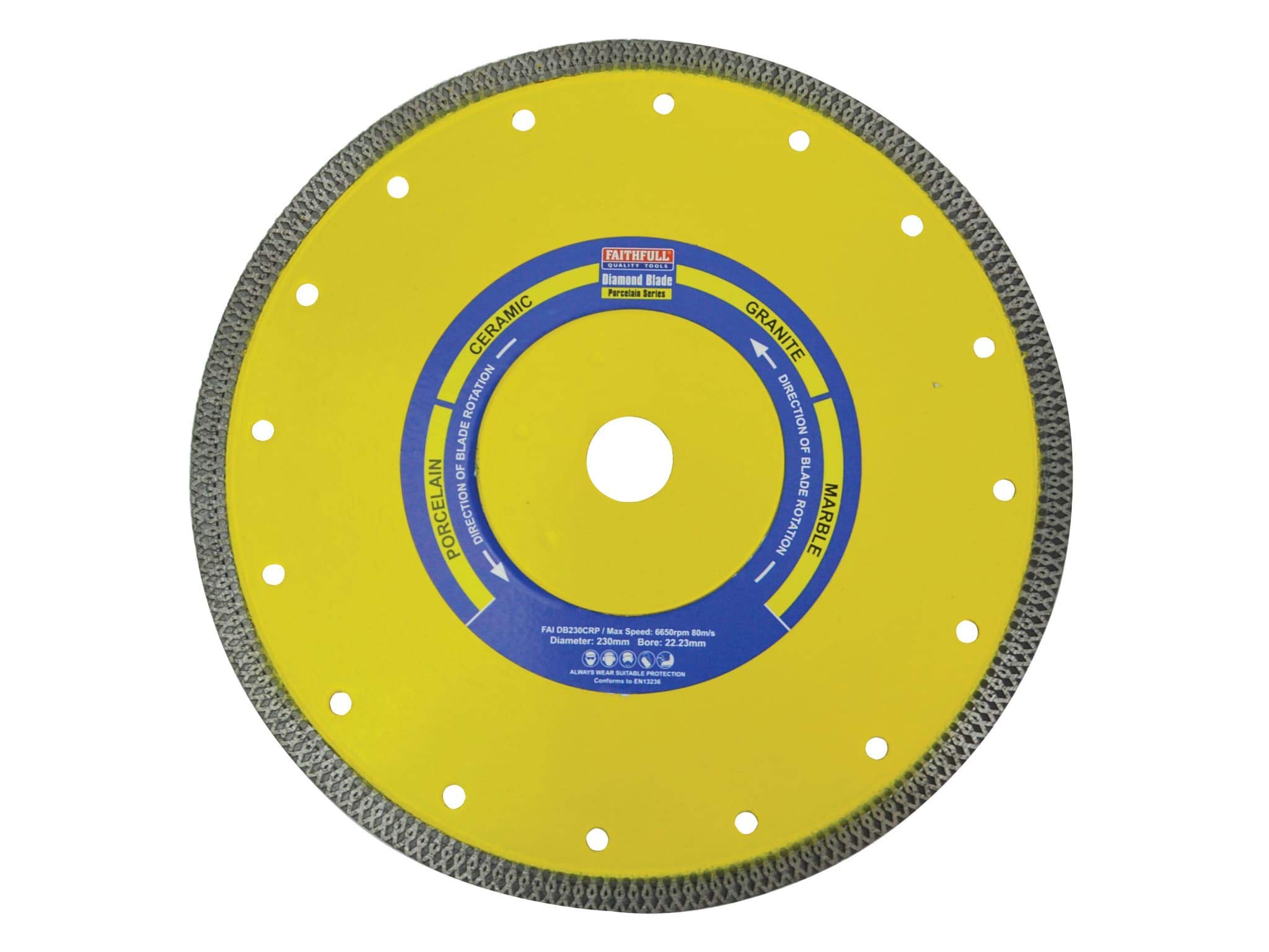 Faithfull FAIDB230CRP Porcelain, Ceramic and Granite Diamond Cutting Blade 230 mm (9 Inch)