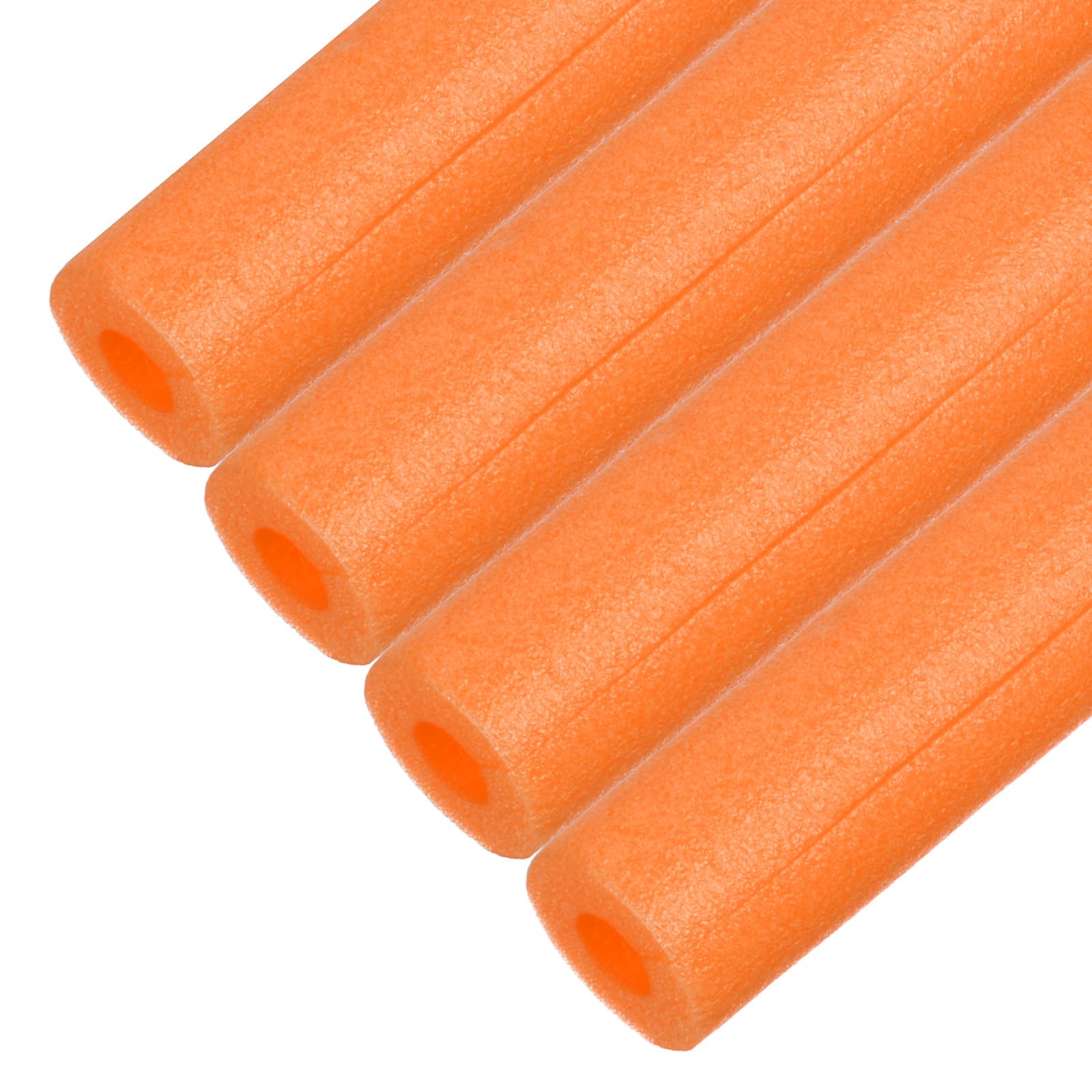 M METERXITY 4-Pack Pipe Insulation Tube, 17 x 2.4(L x OD) Foam Pipe Covers, Pre-Slit Clamp Protection for Padding/Bumper Corner Edge/Handle Water Pipes [Orange]