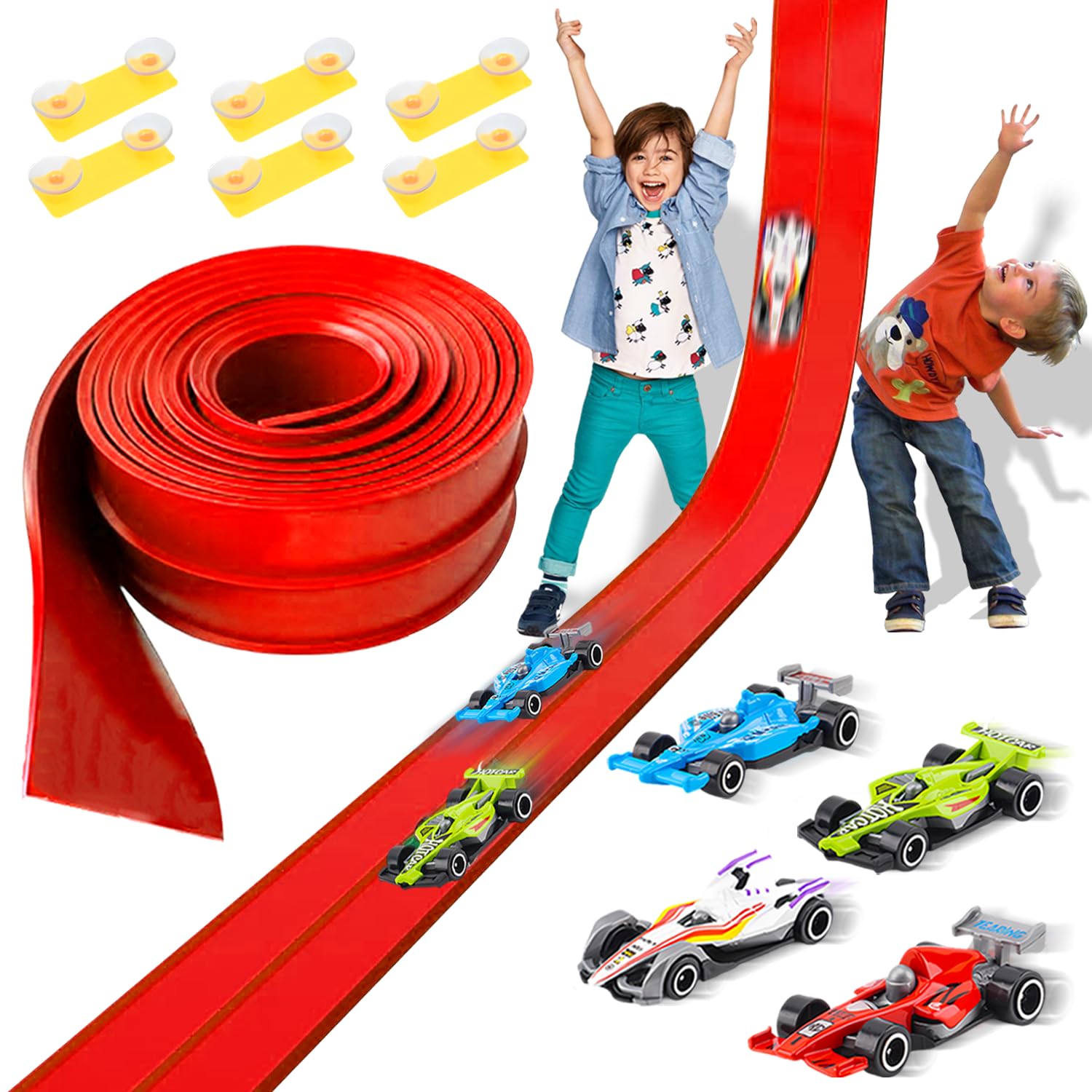 Photo 1 of ***(MISSING PARTS)***LITTCO Flexible Race Track, Car Ramp Toy, 12.8 Ft Flexible Car Ramp System with 4 F1 Racing Cars, Ready-to-Play Indoor/Outdoor Racing Kit, Ultimate Birthday, for Kids Ages 6+