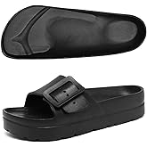 Women Platform Sandals with Arch Support, Adjustable Double Buckle Slide for Woman, Summer Vacation Sandal for Beach,Garden,Pool,Easy Street, Sandalias de Plataforma Para Mujer