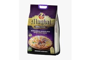 Mughal Royal Classic Super Kernel, Extra Long Grain White Basmati Rice, 10lbs (4.5 Kg), BRC Certified Non-GMO