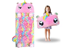 Kids Sleeping Bag, Large Unicorn Slumber Bag for Girls Boys, Portable Nap Mat, Preschool Daycare Kindergarten Birthday Gift 3-12 Yr Child