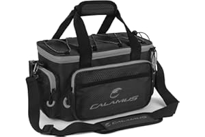 Calamus Fishing Tackle Bags - Saltwater & Freshwater Fishing Bags - Rip-Stop PE - Padded Shoulder Strap - Pliers Storage - Black