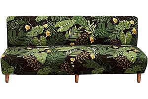 NILUOH Futon Slipcovers Stretch Armless Sofa Slipcover Furniture Protector for Foldable Futon Armless Sofa Cover Folding Couch Shield with Elastic Bottom, Large