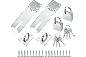 BAYIDUN 2 Pcs Padlock Hasp Latch Locks, Stainless Steel Gate Door Locks Hasp Latches, Safety Packlock Clasp Hasp Locks, Hasp Lock Catch Latch Safety Lock with Keys for Cabinets Closets Doors (Silver)