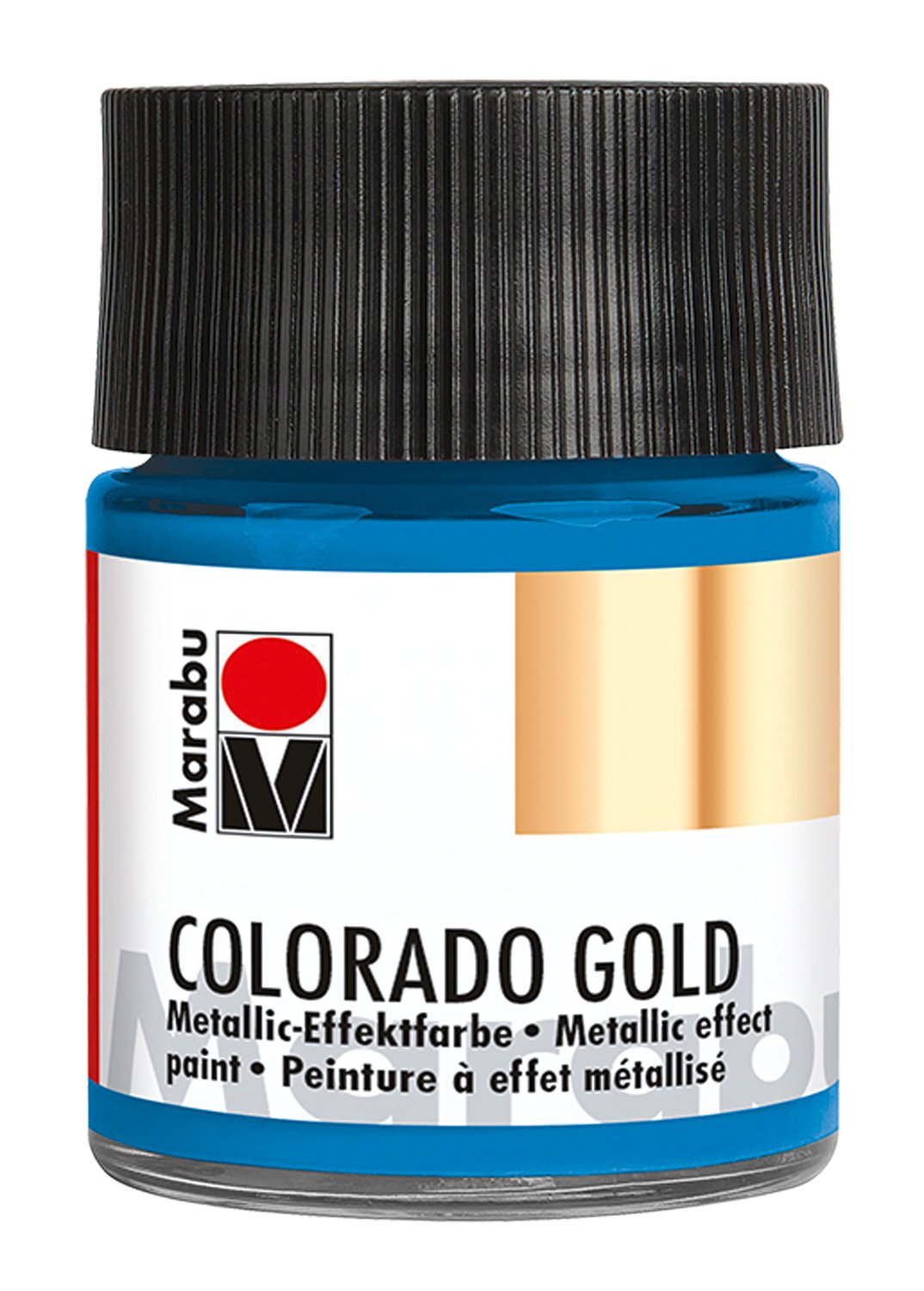 Marabu 12640005792 - Metallic Effect Paint, Colorado Gold Metallic Petrol 50 ml, Water-based, Non-fading, Weatherproof, Quick Drying, for Brushing and Dotting on Absorbent Surfaces